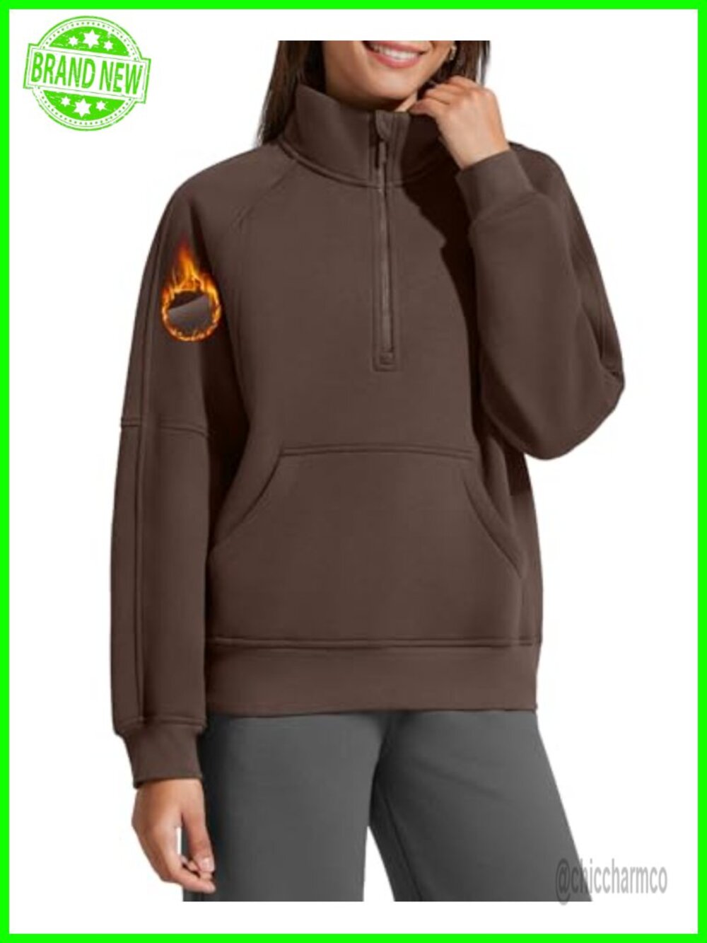 Women's Mock Neck Half Zip Fleece Hoodie Sweatshirt Winter Warm